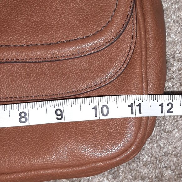 Fossil Peyton Double Flap Crossbody Bag Tan Brown Leather - Picture 14 of 16